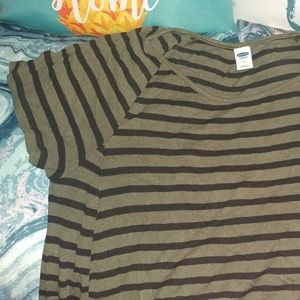 Olive and Black Striped Boxy T-shirt Dress